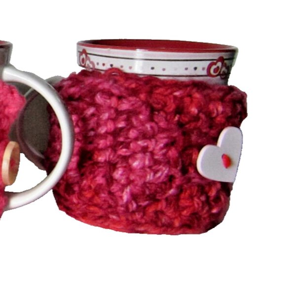 Pink Coffee Mug Cozy Keep It Hot Cover Cup Sleeve Crochet Cozi Tea Drink NWT - Picture 10 of 10